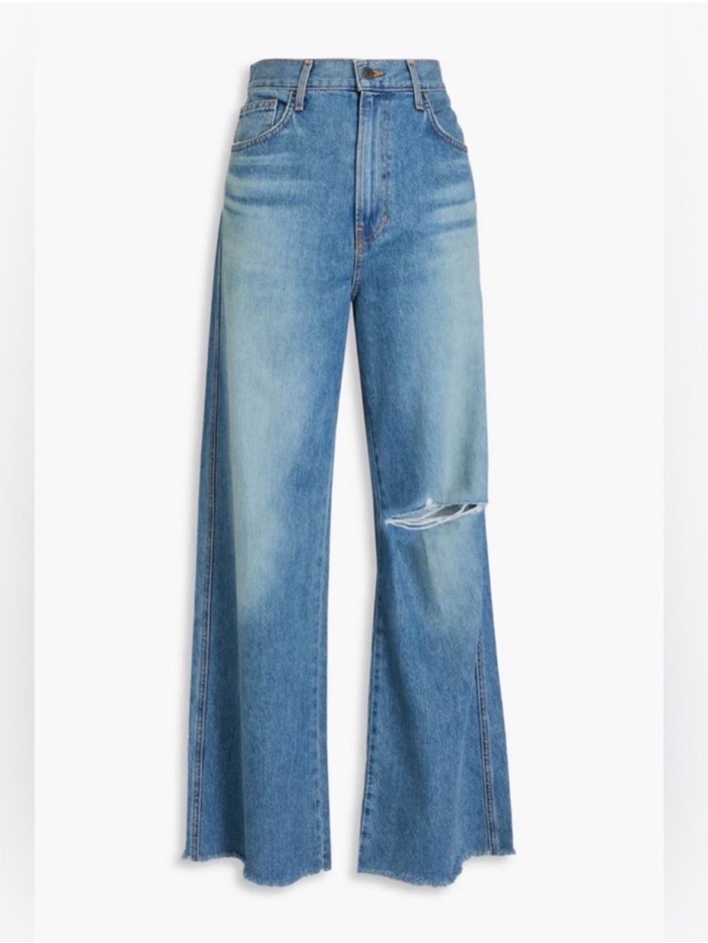 NWOT Veronica Beard Taylor Relaxed High-Rise Wide-Leg Distressed Jeans